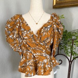 Verge Girl Mustard Leaf Print Top